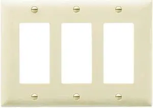 Pass and Seymour TP263-I Ivory Three Gang Decorator Wall Plate