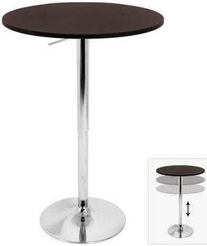 LumiSource Adjustable Bar Table w/ Brown Top BT-ADJ23TW BN