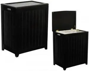 Mahogany Finished Beadboard Hamper with Liner - by Oceanstar