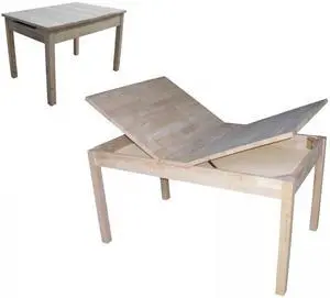International Concepts JT-2532L Table with lift up top for storage Unfinished