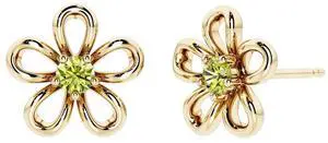 Oravo Gold Plated Sterling Silver Peridot Flower Stud Earrings