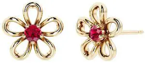Oravo Gold Plated Sterling Silver Ruby Flower Stud Earrings Oravo Gold Plated Sterling Silver Ruby Flower Stud Earrings