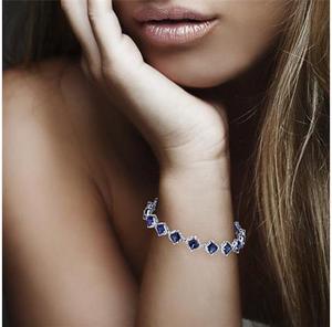 Oravo SB3010 Princess Cut Created Sapphire in Sterling Silver Bracelet