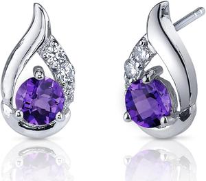 Radiant Teardrop 1.00 Carats Amethyst Earrings Sterling Silver