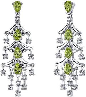 Captivating Seduction 4.00 Carats Peridot Dangle Earrings in Sterling Silver