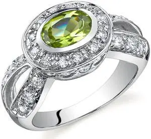 Majestic Brilliance 0.75 carats Peridot Ring in Sterling Silver Size 5