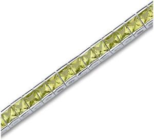 Full of Sparkle 16.00 carats total weight Princess Cut Peridot Gemstone Tennis Bracelet in Sterling Silver