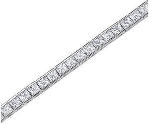 Full of Sparkle Princess Cut White CZ Gemstone Tennis Bracelet in Sterling Silver