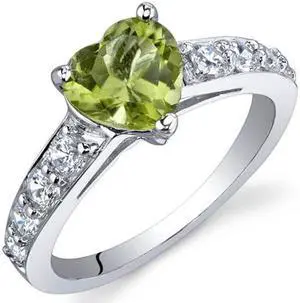 Dazzling Love 1.25 Carats Peridot Ring in Sterling Silver Size 6