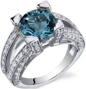 Boldly Glamorous 3.25 Carats London Blue Topaz Ring in Sterling Silver Size 6