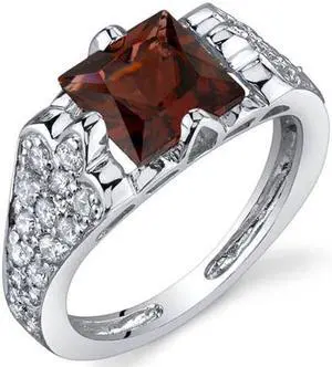 Elegant Opulence 2.00 Carats Garnet Ring in Sterling Silver Size 9
