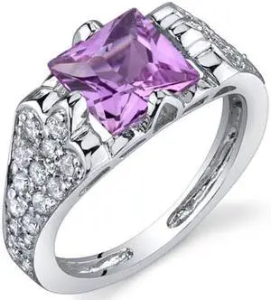 Elegant Opulence 2.00 Carats Pink Sapphire Ring in Sterling Silver Size 8