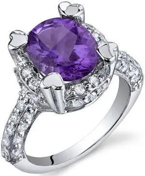 Royal Splendor 2.25 Carats Amethyst Ring in Sterling Silver Size 5