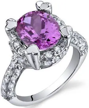Royal Splendor 3.50 Carats Pink Sapphire Ring in Sterling Silver Size 5