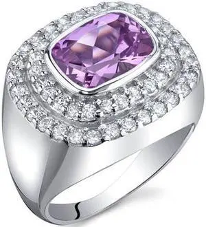 Extravagant Sparkle 2.75 Carats Pink Sapphire Ring in Sterling Silver Size 5