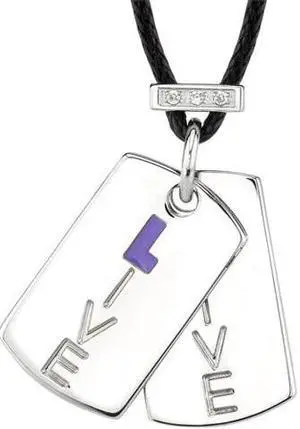 Live with Spirit: Designer Inspired Surgical Stainless Steel High Polished Finish Dog Tag Pendant Engraved with ???Live??? and accented with CZ Diamonds