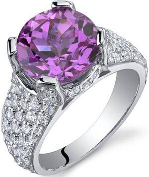 Striking Exuberance 5.00 Carats Pink Sapphire Ring in Sterling Silver Size 5