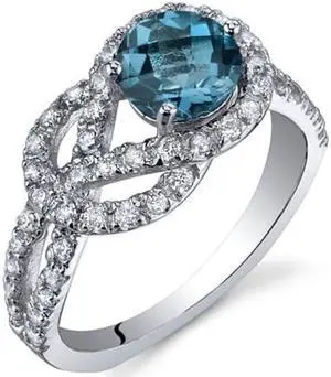 Gracefully Exquisite 1.00 Carats London Blue Topaz Ring in Sterling Silver Size 6