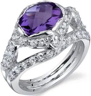 Statuesque 1.50 Carats Amethyst Ring in Sterling Silver Size 5