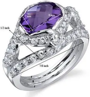 Statuesque 1.50 Carats Amethyst Ring in Sterling Silver Size 6