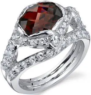 Statuesque 2.25 Carats Garnet Ring in Sterling Silver Size 5