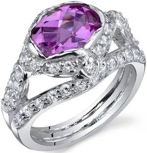 Statuesque 2.50 Carats Pink Sapphire Ring in Sterling Silver Size 5
