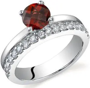 Sleek and Sparkling 1.00 carats Garnet Ring in Sterling Silver Size 6