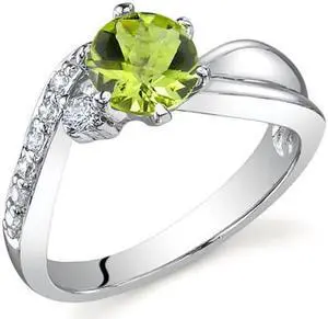 Ethereal Curves 0.75 carats Peridot Ring in Sterling Silver Size 8 Ethereal Curves 0.75 carats Peridot Ring in Sterling Silver Size 8