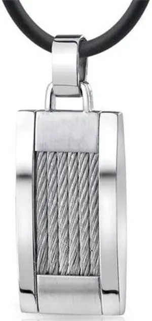 Oravo SN8490 European Style Mens Stainless Steel Twisted Cable Pendant Necklace