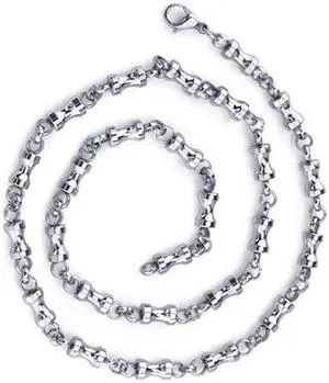 Youthful and Unique: Mens Stainless Steel Dumbbell Link 22 inch Chain Necklace