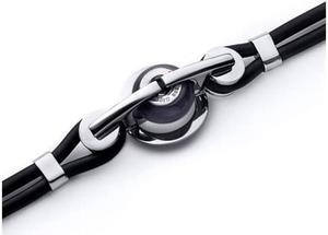Purple Glass Roundel Bead Stainless Steel Silicon Bracelet