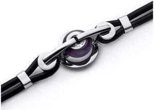 Amethyst Glass Roundel Bead Stainless Steel Silicon Bracelet