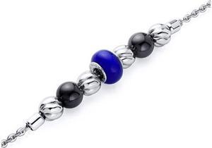 Royal Blue Roundel Bead Stainless Steel Chain Bracelet