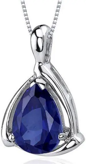 Enchanting Elegance 2.50 carats Pear Shape Sterling Silver Blue Sapphire Pendant