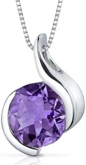 Stunning Sophistication 1.75 carats Round Shape Sterling Silver Amethyst Pendant