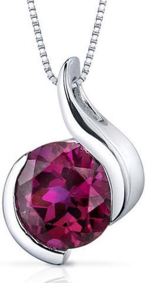 2.75 Ct. Round Shape Created Ruby in Sterling Silver Pendant with 18" Necklace
