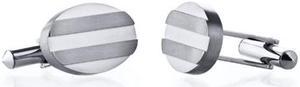 Oravo SC1050 Grooved Brushed Finish Oval Titanium Cufflinks