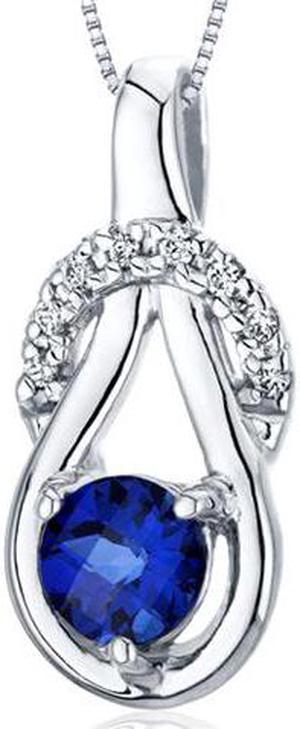 0.75 Ct. Round Created Blue Sapphire Pendant in Sterling Silver with 18" Necklace