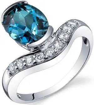 Channel Set 2.00 carats London Blue Topaz Diamond CZ Ring in Sterling Silver Size 9
