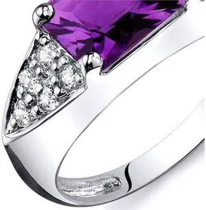 Sleek Sophistication 1.25 carats Amethyst CZ Diamond Ring in Sterling Silver Size  6, Available in Sizes 5 thru 9