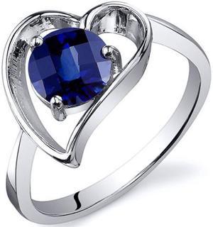 Heart Shape 1.25 carats Blue Sapphire Solitaire Ring in Sterling Silver Size  5, Available in Sizes 5 thru 9
