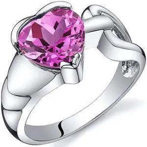 Love Knot Style 2.50 carats Pink Sapphire Ring in Sterling Silver Size  8, Available in Sizes 5 thru 9