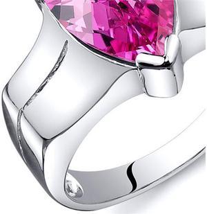 Brilliant 3.75 carats Pink Sapphire Solitaire Ring in Sterling Silver Size  7, Available in Sizes 5 thru 9