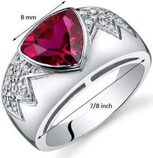 Glam Trillion Cut 2.50 Carats Ruby CZ Diamond Ring in Sterling Silver Size 6