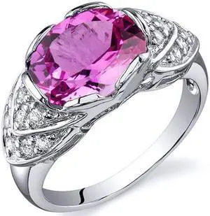 Classy Brilliance 3.50 carats Pink Sapphire Cocktail Ring in Sterling Silver Size 7