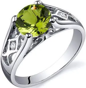 Cathedral Design 1.25 carats Peridot Solitaire Ring in Sterling Silver Size 8