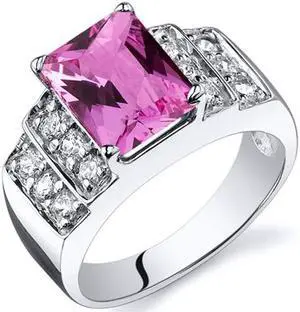 Radiant Cut 3.00 carats Pink Sapphire CZ Diamond Ring in Sterling Silver Size  6, Available in Sizes 5 thru 9