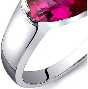 Contemporary Pear Shape 1.50 carats Ruby Ring in Sterling Silver Size  5, Available in Sizes 5 thru 9