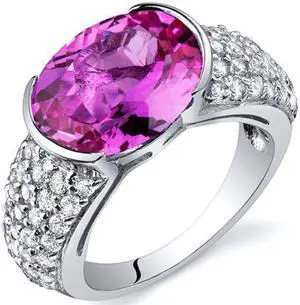 Opulent Sophistication 6.25 Carats Pink Sapphire Ring in Sterling Silver Size 5
