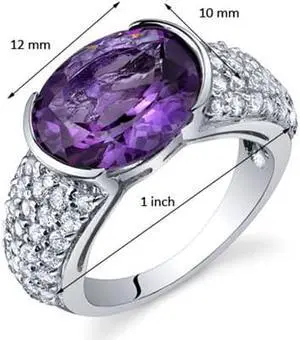 Opulent Sophistication 4.00 Carats Amethyst Ring in Sterling Silver Size 5
